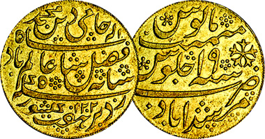 India Mohur and 1/4 Mohur Bengal Presidency Year 19 (Fakes are possible) 1768 to 1787