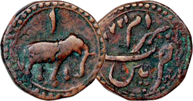 India (Mysore) 1/8, 1/4, 1/2, 1 and 2 Paisa 1782 to 1799