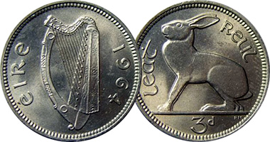 Ireland 3 Pence 1928 to 1968