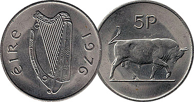 Ireland 5 Pence 1969 to Date