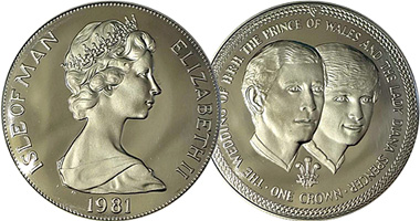 Isle of Man Crown with Charles and Diana 1981