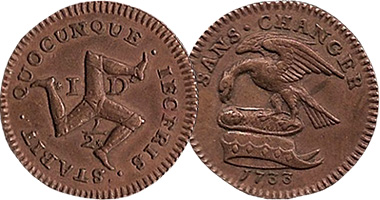 Isle of Man Half Penny and Penny 1709 to 1733