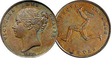 Isle of Man Farthing, Half Penny, and Penny 1839