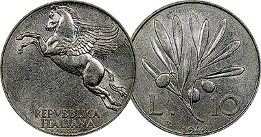 Italy 10 Lire 1946 to 1950