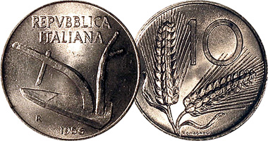 Italy 10 Lire 1951 to 2002