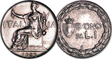Italy 1 Lira 1922 to 1935