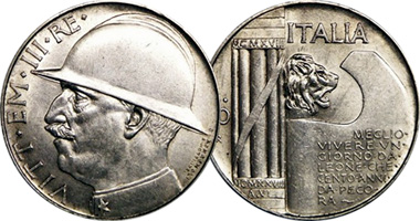 Italy 20 Lire (Fakes are possible) 1928 to 1943