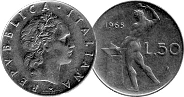 Italy 50 Lire 1954 to 1995
