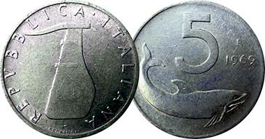 Italy 5 Lire 1951 to 2001