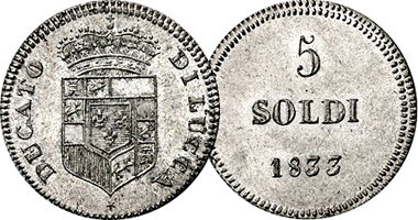 Italy (Lucca) 5 Soldi 1833