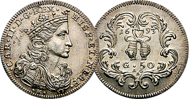 Italy (Naples) Carlino, Tari, 1/2 and 1 Ducato (Charles II) 1691 to 1700