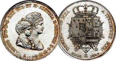 Italy Tuscany 5 and 10 Lire 1803 to 1807