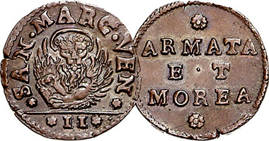 Italy Venice Armata and Morea Soldo and Gazzetta 1688 to 1692