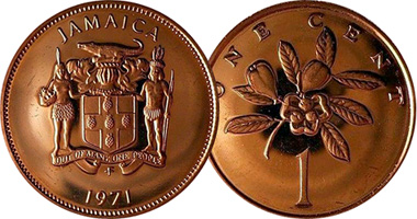Jamaica 1 Cent (with and without More Food) 1969 to 1975