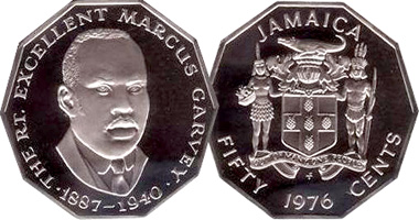 Jamaica 50 cents 1975 to 1990