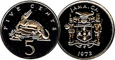 Jamaica 5 Cents 1969 to 1993