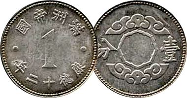 Japan (Manchukuo occupation) 1 Fen 1943 and 1944