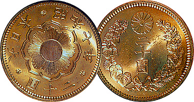 Japan 5, 10, and 20 Yen 1897 to 1932