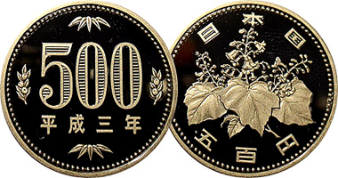 Coin Value Japan 500 Yen 1982 to Date