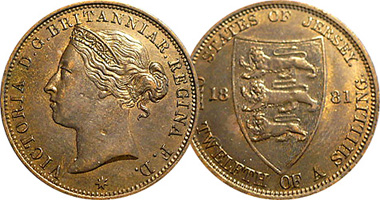 Jersey 1/48, 1/24, and 1/12 Shilling 1877 to 1923