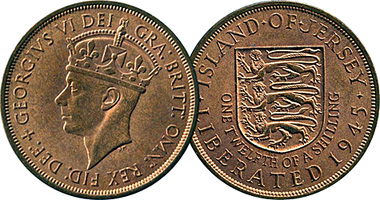 Jersey 1/24 and 1/12 Shilling 1923 to 1966