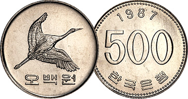 Korea (South) 500 Won 1982 to Date