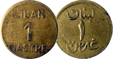 Lebanon 1/2, 1, 2 1/2, and 5 Piastres 1938 to 1945