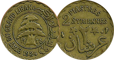 Lebanon 2 and 5 Piastres 1924