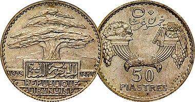 Lebanon 10, 25 and 50 Piastres 1929 to 1936