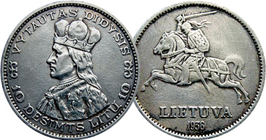 Coin Value: Lithuania (Lietuva) 10 Litu 1936