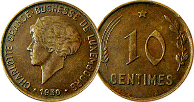 Luxembourg 5 and 10 Centimes 1930