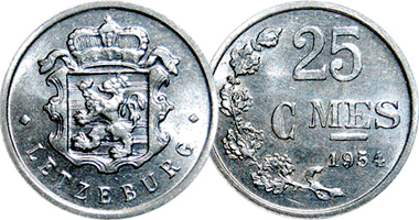Luxembourg 25 Centimes 1919 to 1980