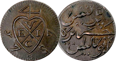 Malaysia Penang 1 and 1/10 Pice 1786 and 1787