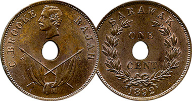 Malaysia Sarawak 1 Cent 1892 to 1897