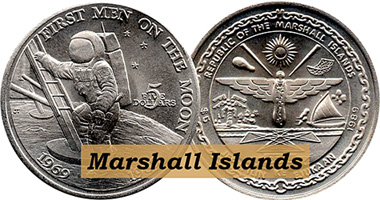 Marshall Islands Commemorative 1/2, 1, 2 1/2, 5, 10, 20, 25, 50, 75, and 100 Dollars 1986 to 1998