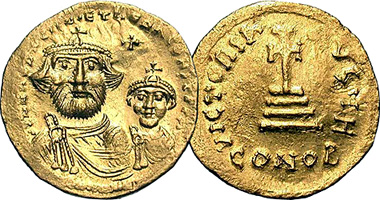 Early Byzantine Solidus Heraclius & Heraclius Constantine 610AD to 640AD