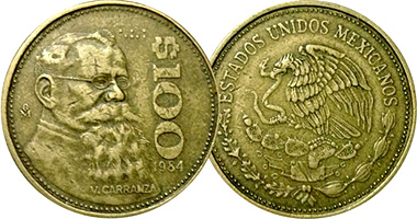 Mexico 100 Pesos 1984 to 1992