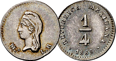 Mexico 1/4 Real 1843 to 1863
