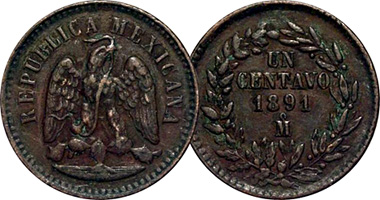 Mexico 1 Centavo 1869 to 1898