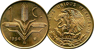 Mexico 1 Centavo 1950 to 1973