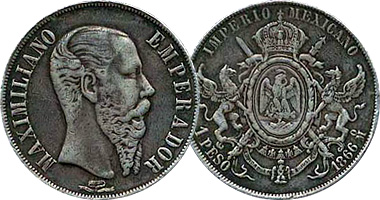 Mexico 1 Peso 1866 and 1867