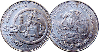 Mexico 20 Pesos 1980 to 1984