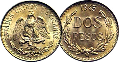 Mexico 2 Pesos 1919 to 1948