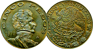 Mexico 5 Peso 1971 to 1978