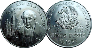 Mexico 5 Pesos (Ano de Hidalgo) 1953