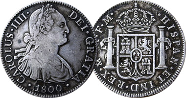 Spain Spanish Colonial 1/2, 1, 2, 4, and 8 Reales (Carolus III and IIII) (Fakes are possible) 1772 to 1808