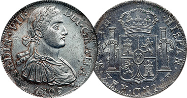 Mexico 1/2, 1, 2, 4, and 8 Reales (Ferdinand) 1809 to 1821