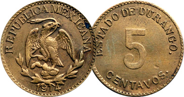 Mexico Durango 5 Centavos 1914