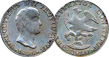 Mexico Iturbide 1/2, 1, 2, and 8 Reales 1822 to 1825