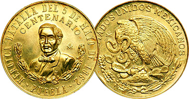 Mexico Gold Battle of Puebla 1862 to 1962